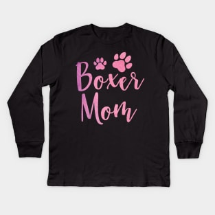 Boxer Mom, Cute Boxer Lover Dog Owner Kids Long Sleeve T-Shirt